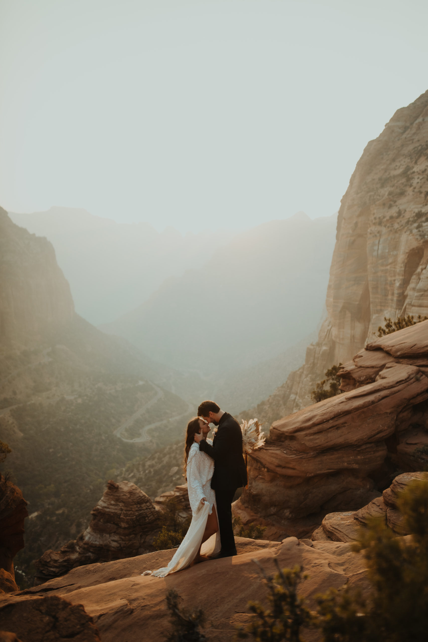 Zion National Park in Utah boho elopement at sunset