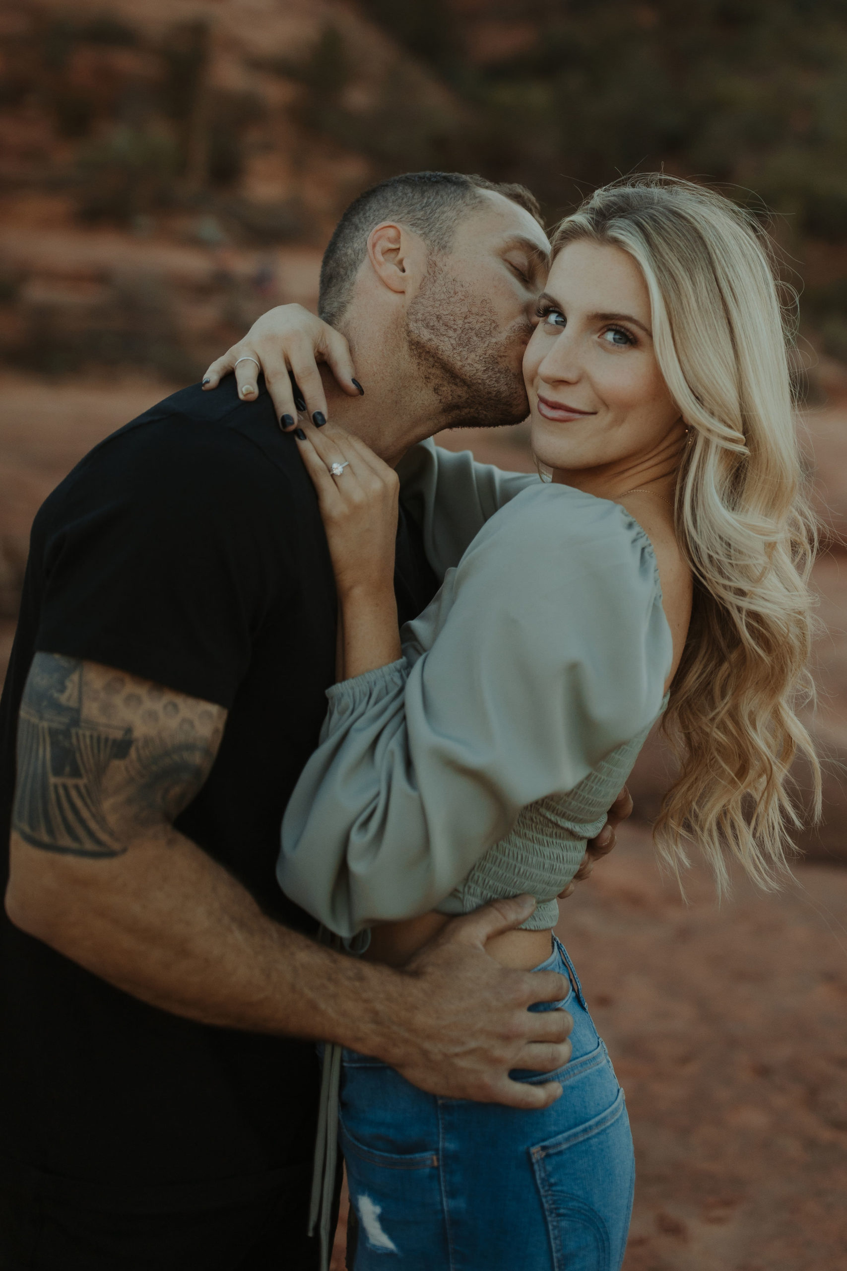 Close up images at Cathedral Rock in Sedona for engagement photos