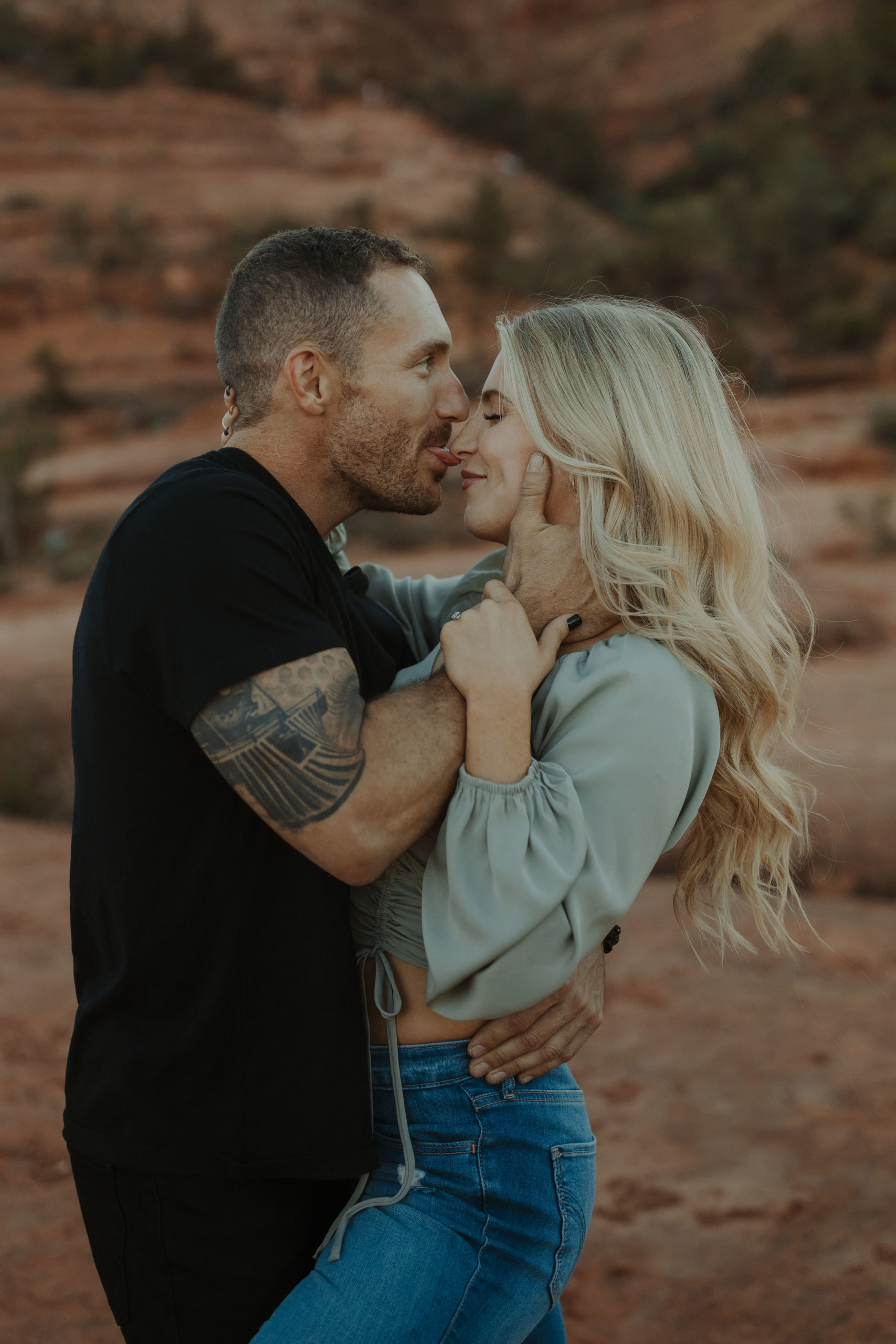 Close up images at Cathedral Rock in Sedona for engagement photos