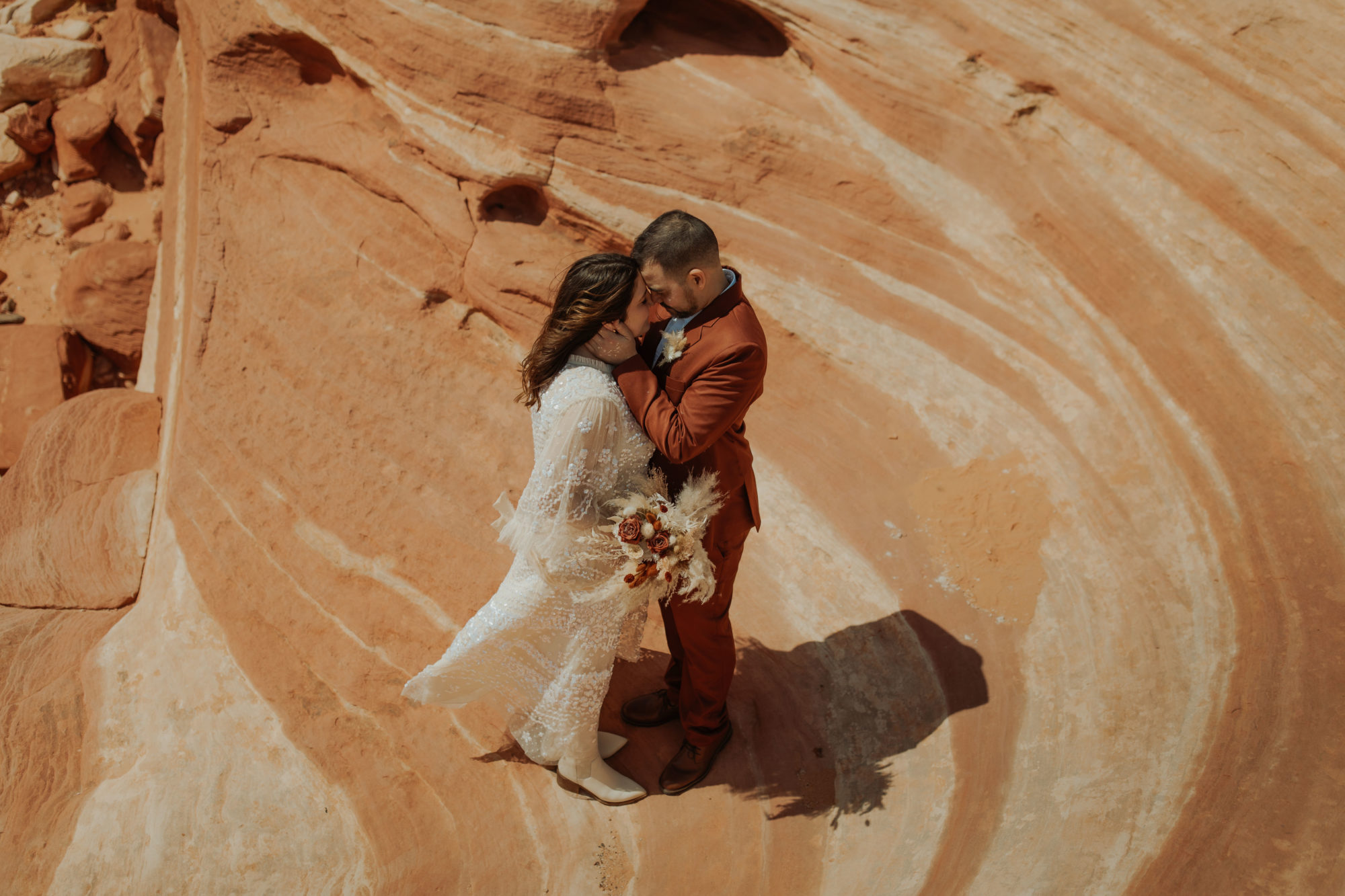 Desert Boho Couple with colorful rock