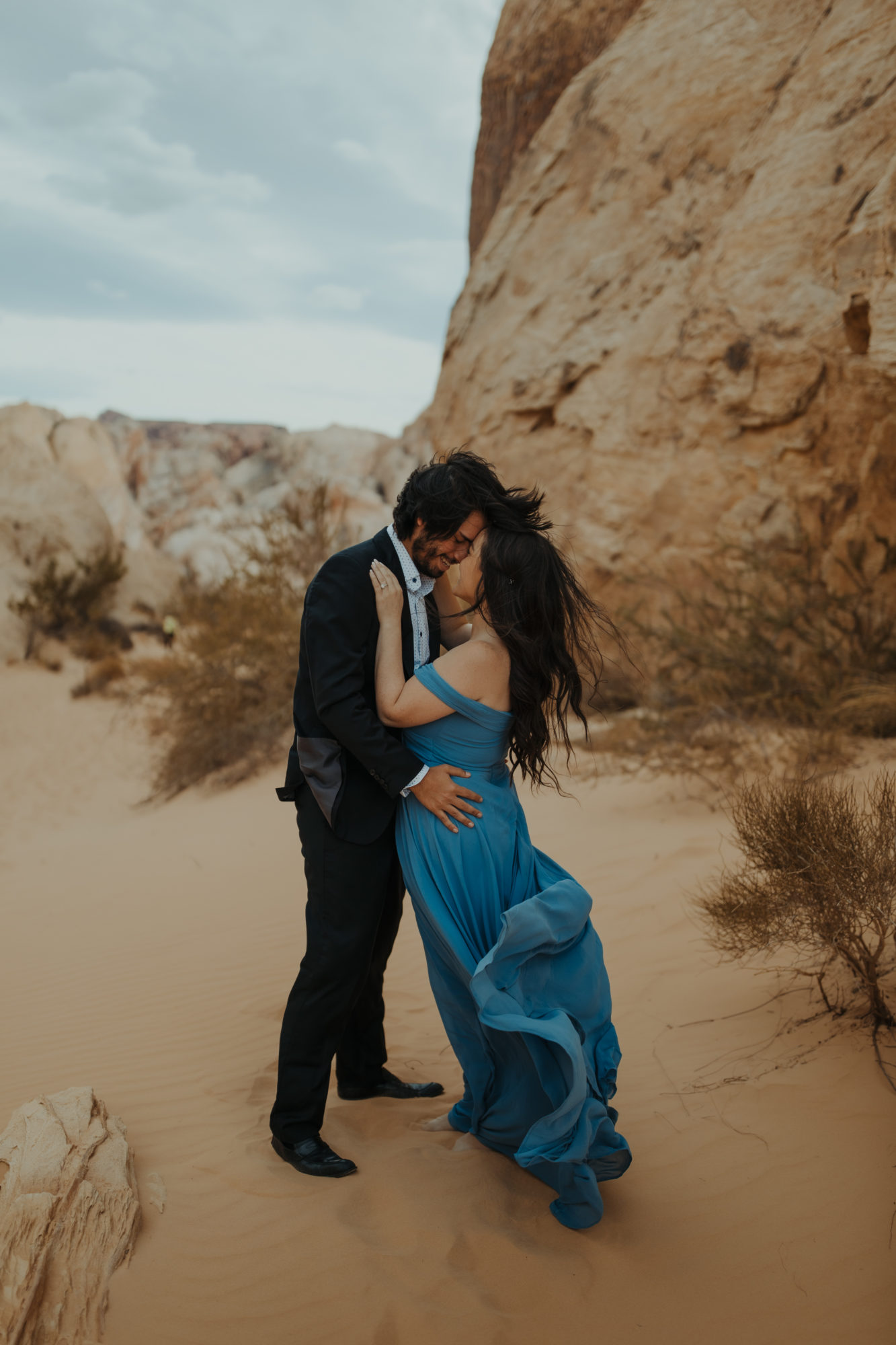 Couple at Valley of Fire hugging each other