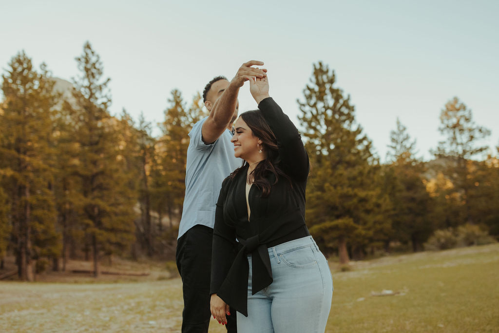 Couple dancing in a field in mt. Charleston Nevada