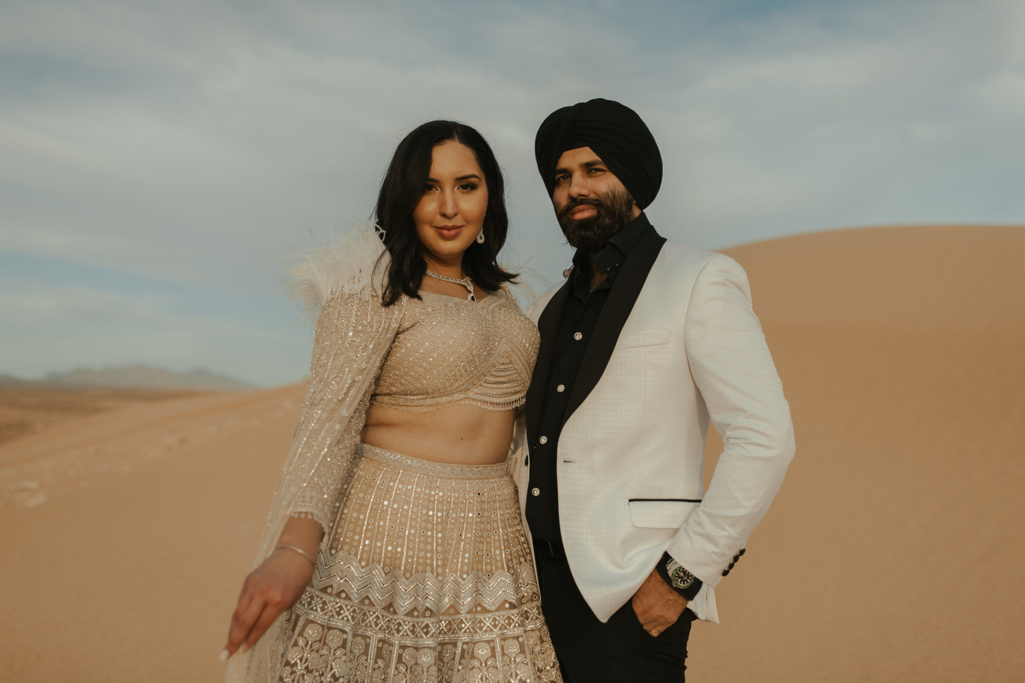 couple eloping at the nellis sand dunes as  unique places to elope